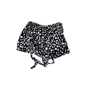 Lulus Leopard Print High Waisted Tie-Front Shorts Black/White Womens Medium